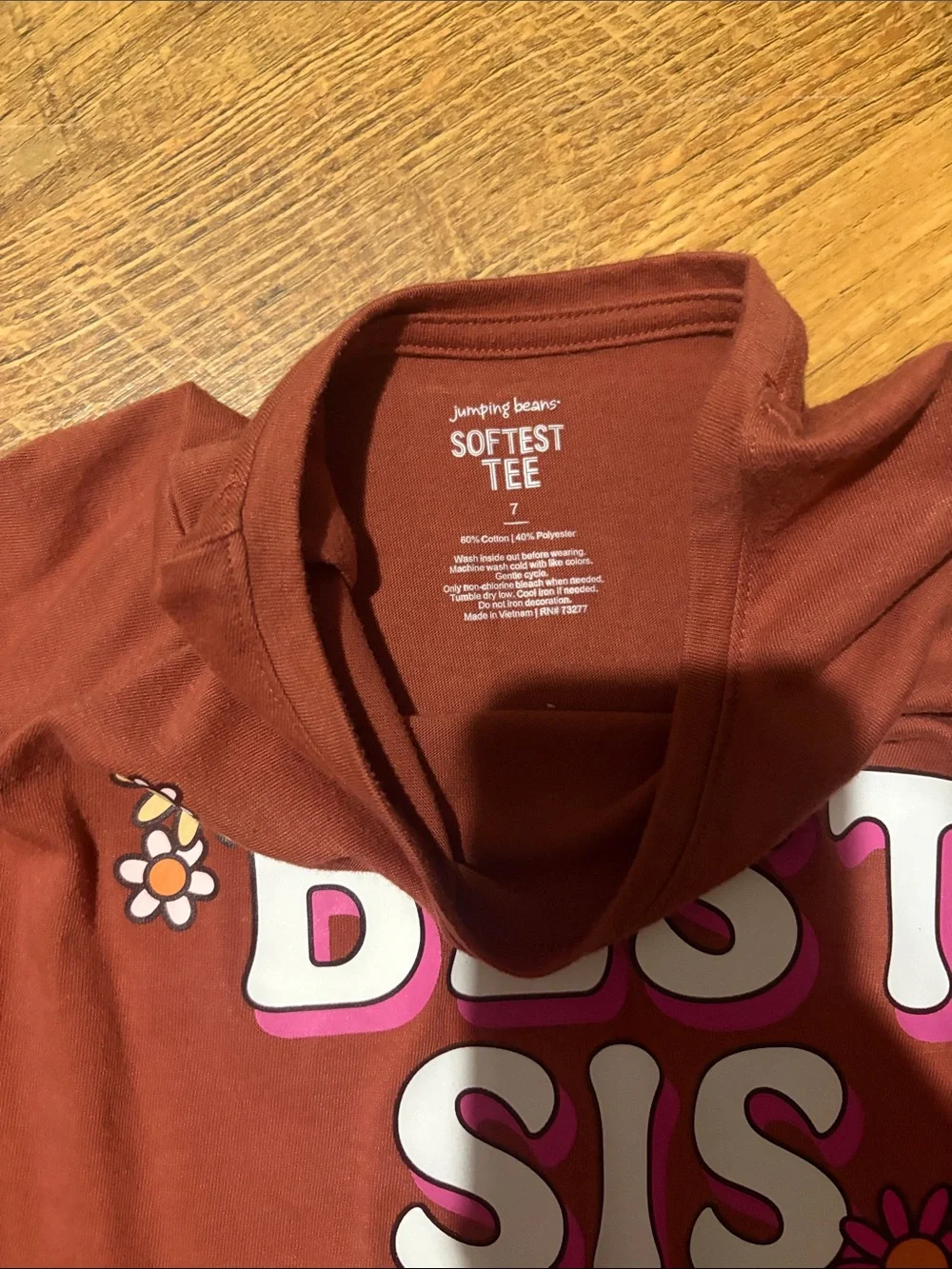 Cat & Jack Girls' Rust Long-Sleeve 'Best Sis' Graphic Tee